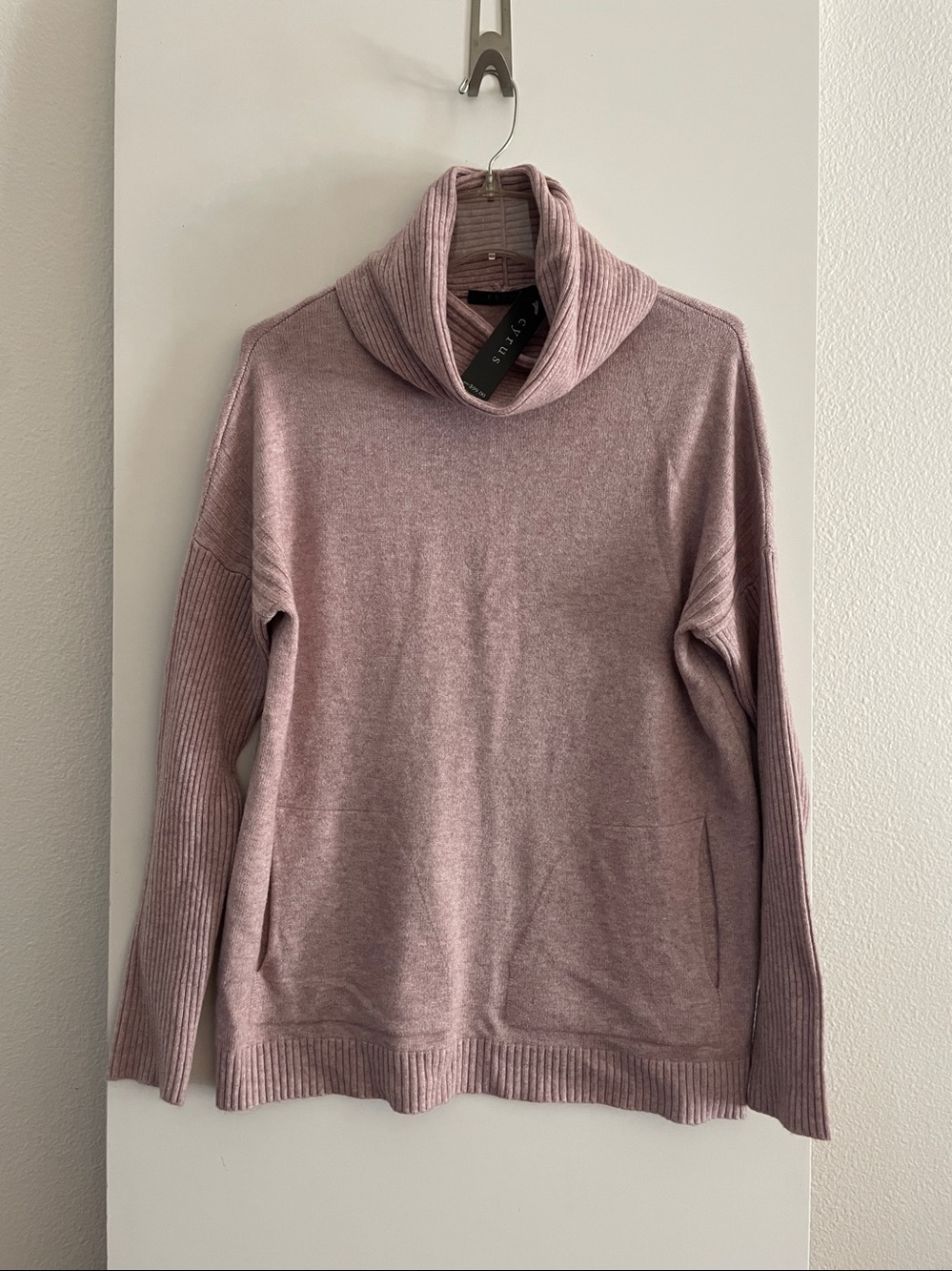 Cyrus Dusty Mauve Funnel Mock Neck Turtleneck Oversized Sweater Knit NWT!